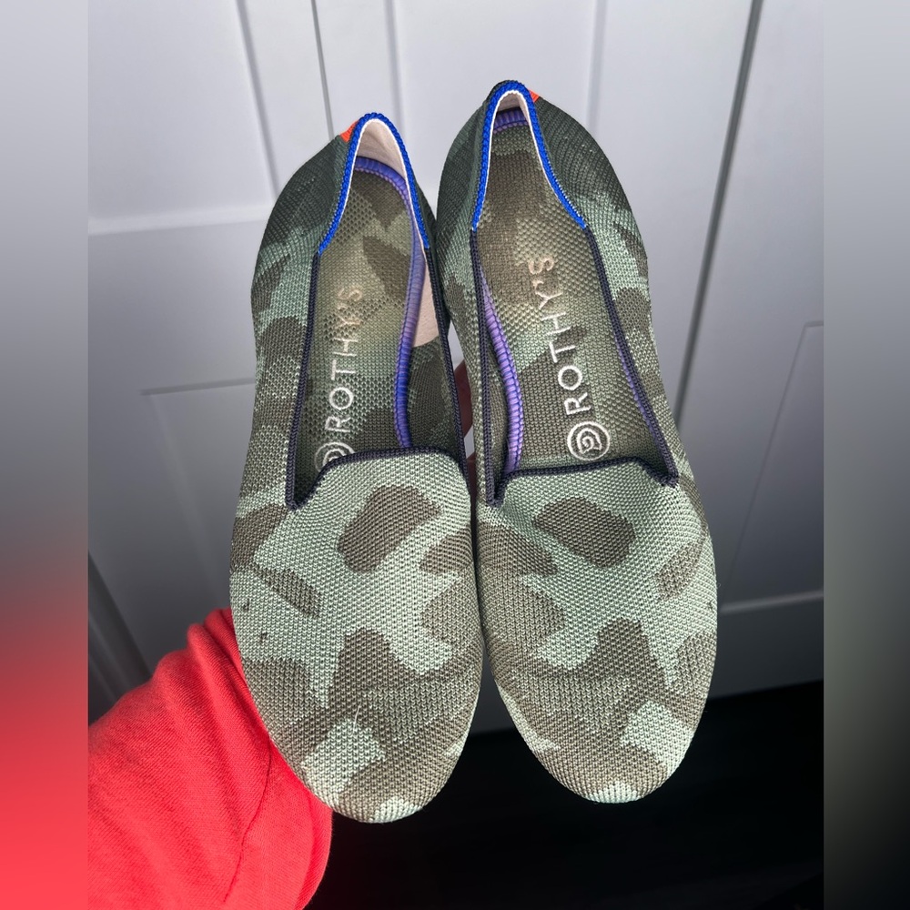 Rothy's Green Camo The Loafer Flat Shoe Women's Size 7